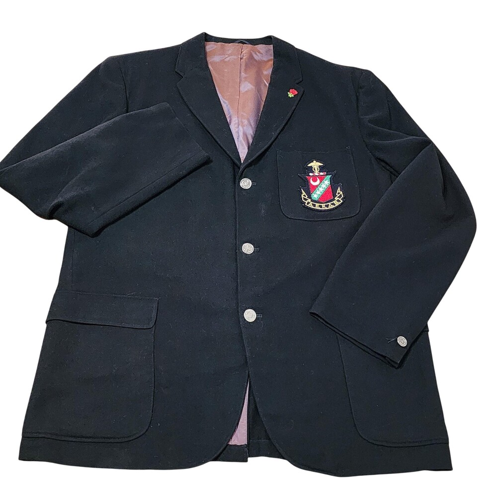 Vintage Brookfield Blazer Mens 42 Black Kappa Sigma Fraternity Crest USA